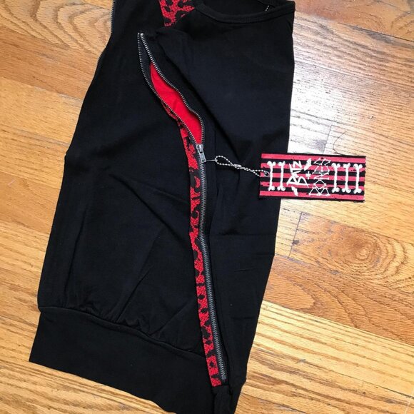 Lip Service Vintage Batz & Bones Punk Goth Y2K Zipper Cheetah Print Top XS - Picture 4 of 8